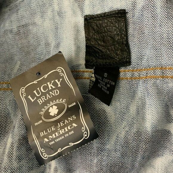 Lucky Brand Tie Dye Denim Jacket S Blue Button Front Long Sleeves Pockets NEW - Picture 5 of 6